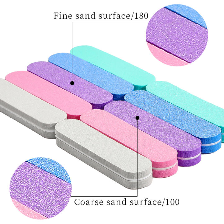 เกิดมาสวย100ชิ้นตะไบเล็บบดสองด้าน100-180อุปกรณ์ทำเล็บมืออาชีพบัฟเฟอร์กระดาษทรายกรวด