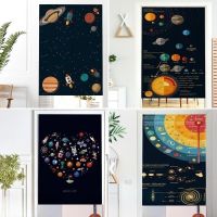 Cosmic Cartoon Solar System Door Curtain for Kids Gift Home Kitchen Partition Noren Curtains Entrance Hanging Split