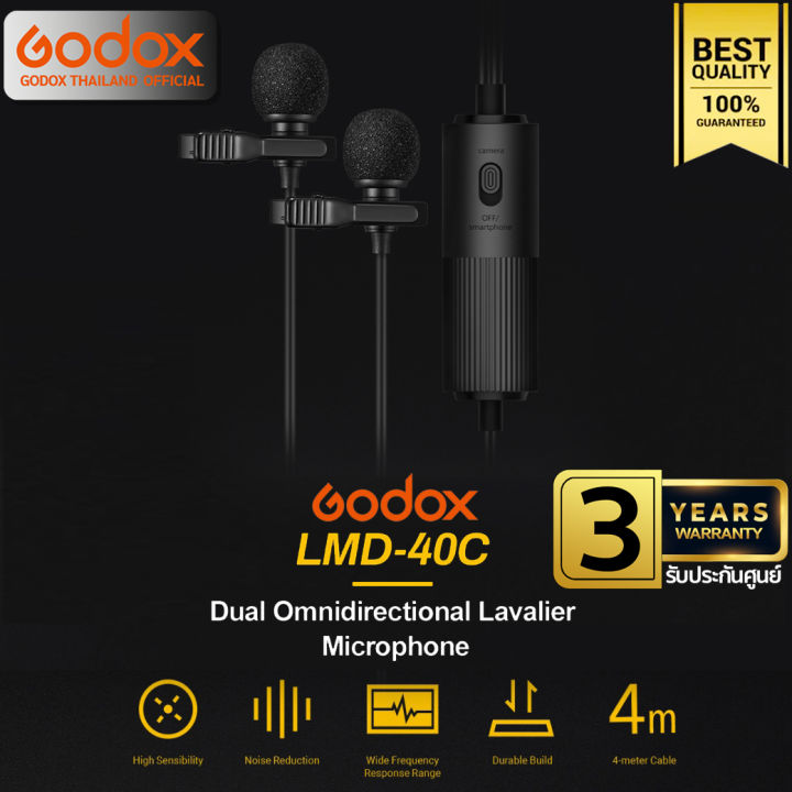 godox-microphone-lmd-40c-dual-omnidirectional-lavalier-camera-amp-smartphone-ประกันศูนย์-godox-thailand-3ปี