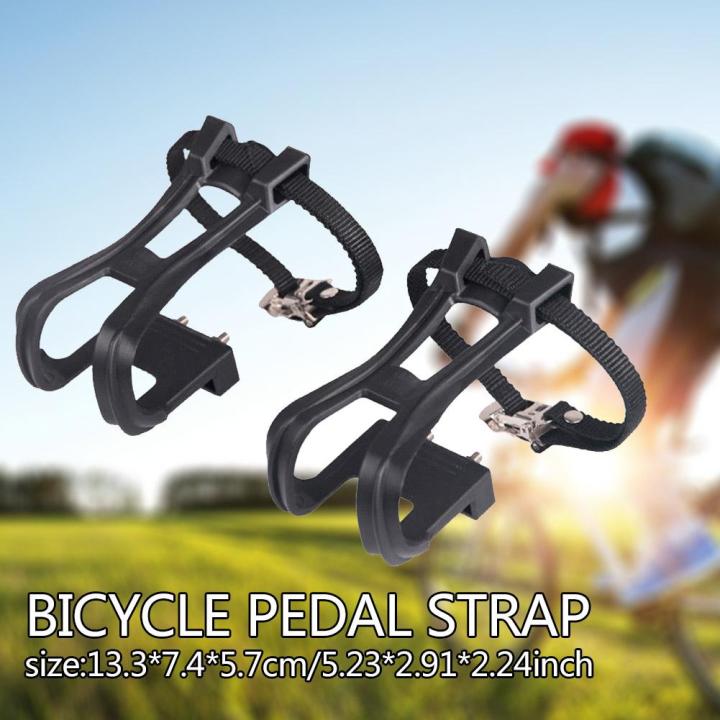 Road Bike Pedals With Double Toe Clips Straps Plastic Straps Toe Pedals ...