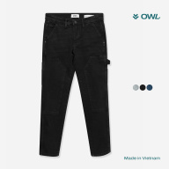 OWL BRAND DOUBLE KNEE SKINNY JEANS - Quần jeans dài may đắp dáng ôm Đen wash - OWL191021 thumbnail
