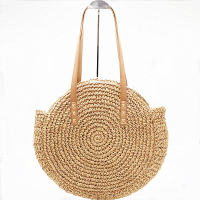 New Natural Ladies Tote large handbag hand-woven big straw bag round popularity straw Women Shoulder Bag beach holiday bag