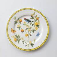 MIDOSHARK 8/11 Inch Yellow Loquat And Bird Ceramic Dinner Plate Set Dishes