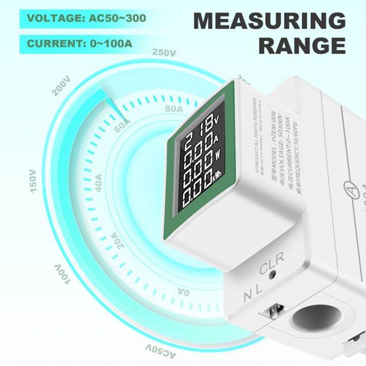 ac-digital-display-multi-function-rail-meter-voltage-and-ammeter-ac50-300v-100a-tester