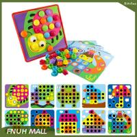 Button Art Toy for Toddlers Color Matching Mosaic Pegboard Early Learning Educational Toys for Boys and Girls -46 Buttons 10 Pictures