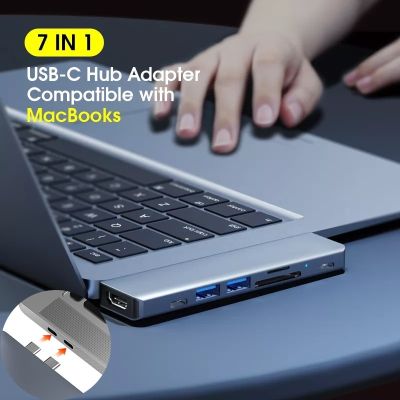 7ใน1คู่ชนิด C ฮับ4K HDMI USB ที่เข้ากันได้ C แท่นวางมือถือ3.0 TF ช่องตัวอ่าน SD PD สำหรับ MacBook Pro/air 2018ถึง2020 Feona
