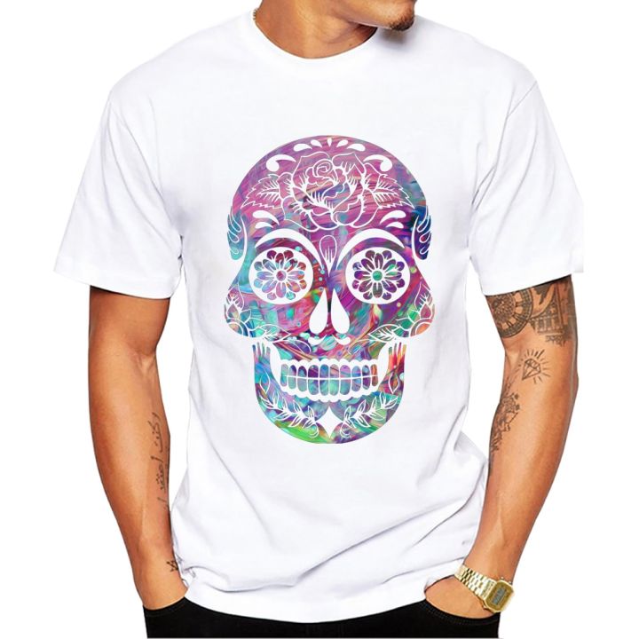 Teehub Halloween Men T-Shirt Sugar Skull Printed Cool T Shirts Short Sleeve  Tshirts Harajuku Tee Large Size Xs-4Xl-5Xl-6Xl | Lazada.Vn