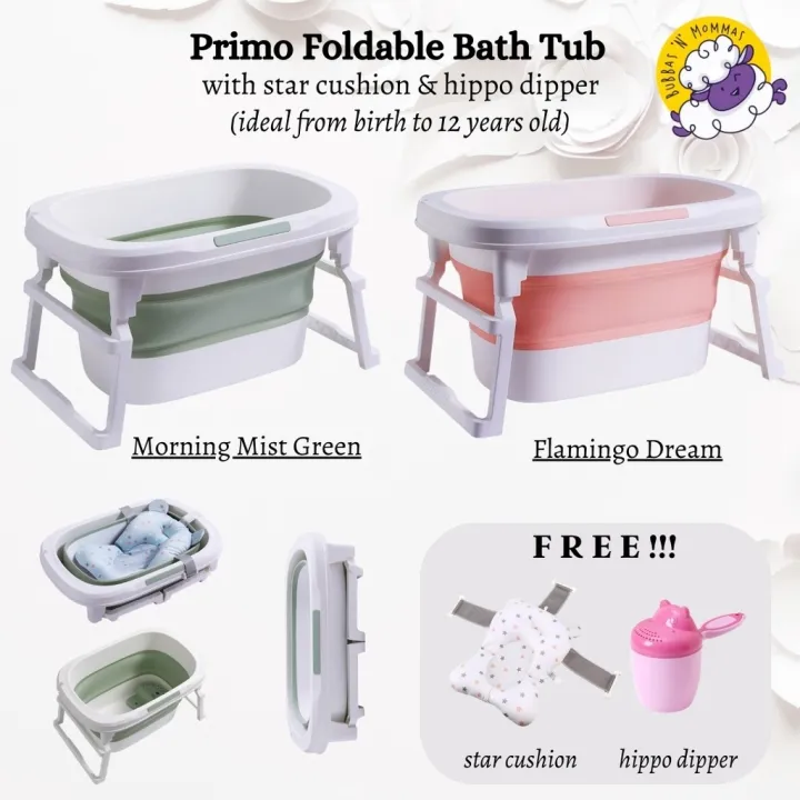 PRIMO Foldable Bath Tub / bathtub with FREE Cushion Bath Stool and