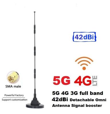 เสาอากาศ 5G&nbsp;4G&nbsp;3G&nbsp;42dBi&nbsp;Booster Signal Detachable&nbsp;4G&nbsp;LTE&nbsp;full&nbsp;band&nbsp;600-6000MHz +Cable RG58 Lowloss 3M