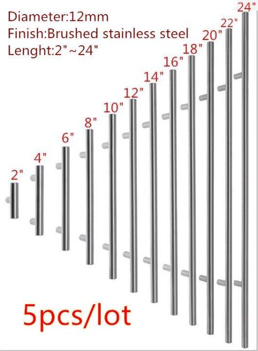 เส้นผ่านศูนย์กลาง5ชิ้น-ล็อต12มม-สแตนเลสบานตู้ครัวตันที่จับบาร์ที่จับลิ้นชัก2quot-2439-39