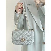 ☢☁﹍ New light blue one shoulder bag female 2022 summer hot style advanced texture niche luxury chain subaxillary oblique satchel