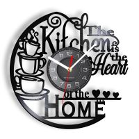 Hot sell The Kitchen The Heart Of The Home Inspired Vinyl Record Clock Modern Design Vinyl Wall Watch Kitchen Decor Noiseless Timepieces