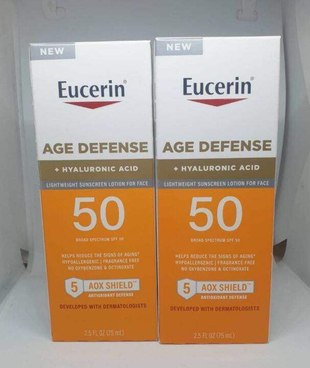 ครีมกันแดด Eucerin Age Defense SPF 50 Face Sunscreen Lotion with
