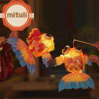 MITULI พร้อมไฟ LED โคมไฟไหว้พระจันทร์ DIY สไตล์จีนจีน งานทำมือ KOI carp Fish Lantern โบราณโบราณ พริส อุปกรณ์ประกอบฉากการถ่ายภาพ