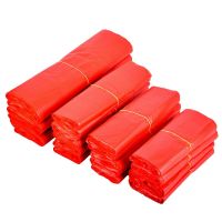 50pcs 9 Sizes Red Carry Out Bags Gift Bag Retail Supermarket Grocery Shopping Plastic Bags with Handle Food for Business Bag