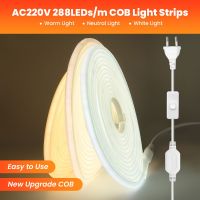 COB Neon Strip Waterproof 288Leds/M High Bright Home Indoor Outdoor Garden Flexible Ribbon Tape FCOB Light Decor AC 220V 240V