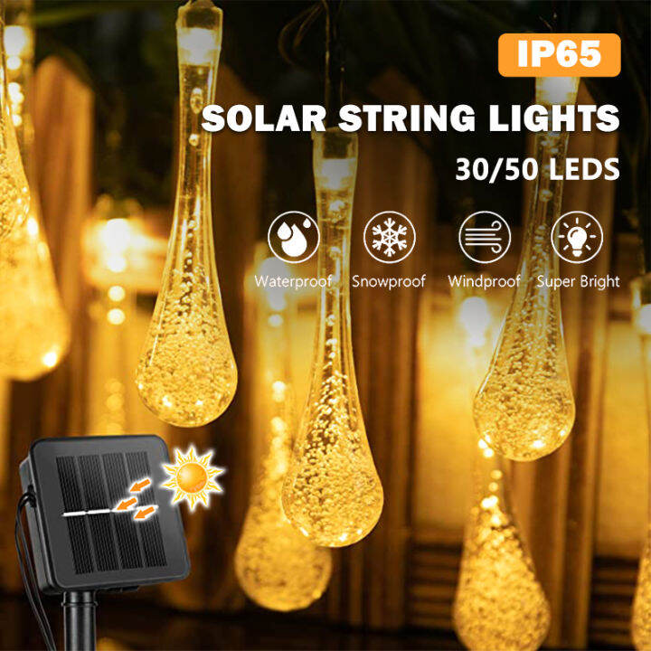 QEE 30/50 LED 6.5/7M Solar Curtain Christmas Lights Outdoor waterproof
