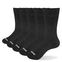 YUEDGE 5 Pairs Men Cushion Bamboo Charcoal Fiber Breathable Deodorant Comfortable Business Sport Athletic Dress Crew Socks