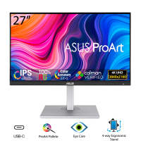 ASUS ProArt Display 27” 4K HDR Monitor (PA279CV) - UHD (3840 x 2160), IPS, 100% sRGB/Rec. 709, ΔE  2, Calman Verified, USB-C Power Delivery, DisplayPort, HDMI, USB 3.0 hub, Height Tilt Adjustable