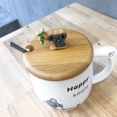 New Cartoon Animal Wooden Lid Koala Ceramic Cup Creative Mug Men and Women Students Couple Mug Water Cup Free Shipping