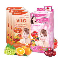 [2nd Set Medium] Glutamax 7 Capsules 3 Sac. x Vit C From Acerola Cherry And CamuCamu 14 Capsules 3 Sac.(กลูตาแมกซ์ 7 แคปซูล 3 ซอง x วิตซี จาก อะเซโรล่าเชอรี่ และ คามูคามู 14 แคปซูล 3 ซอง)