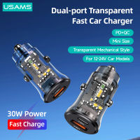 USAMS 30W Mini Fast Car Charger สำหรับ Air Pro Dual Ports USB A C Quick Charger สำหรับ