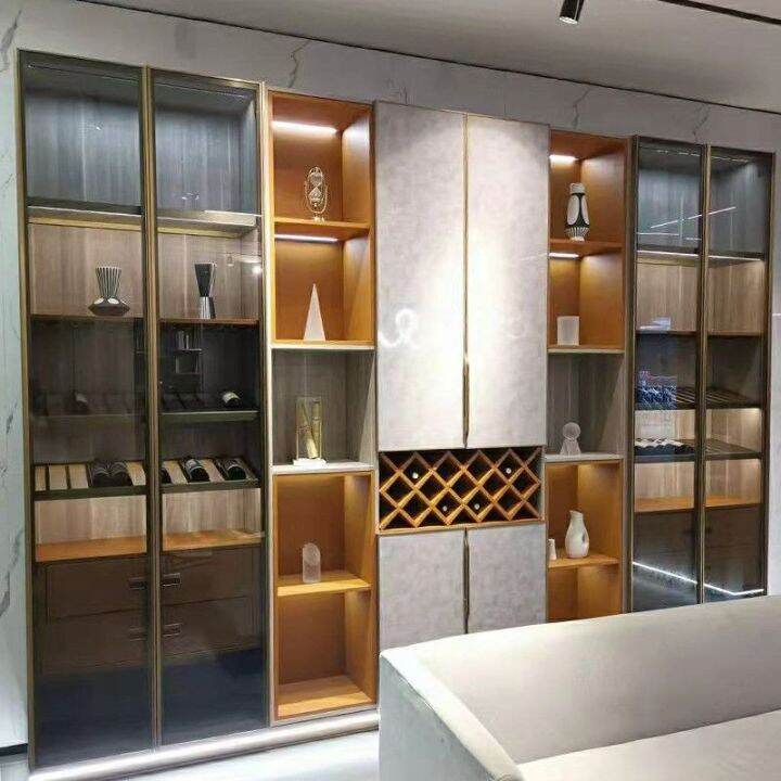 Minimalist Glass Door Custom Wardrobe Wine Bookcase