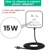 15W Power Cord Adapter replacement for Echo Pop,Dot 5 Gen, 4 Gen, Kids Edition, TV Cube Smart Speaker - US EU UK PLUGk Optional