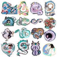 Japanese White Dragon Anime Lapel Pins for Backpacks Brooches Badges on Backpack Enamel Pin Jewelry Accessories Wholesale