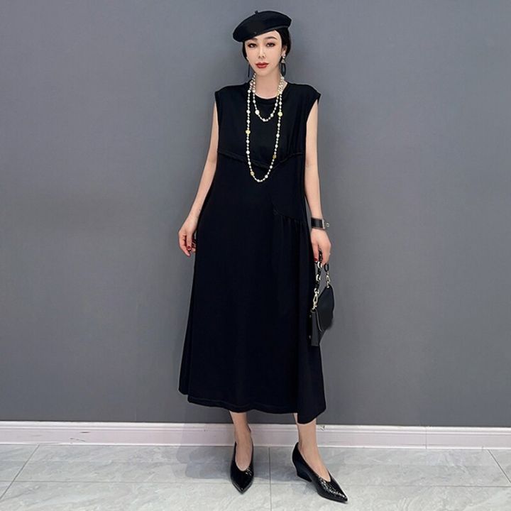 xitao-dress-women-fashion-loose-solid-sleeveless-dress