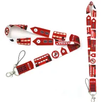 British life london bus คู่พวงกุญแจ Lanyards ผู้ถือป้าย Id ID Card Pass Gym ผู้ถือป้ายโทรศัพท์มือถือ Key Straps-Huidkeir