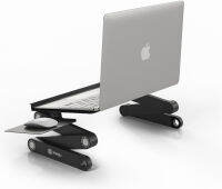 ‎PWR+ PWR+ Laptop Table Stand Adjustable Riser: Portable with Mouse Pad Fully Ergonomic Mount Ultrabook MacBook Gaming Notebook Light Weight Aluminum Black Bed Tray Desk Book Fans Up to 17 inch