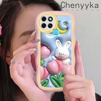 เคส Chenyyka สำหรับ Infinix Smart 6 Plus Smart 6 Plus Smart 7 3D การ์ตูนรูปกระต่ายพระจันทร์เสี้ยวขอบคลื่นกันกระแทกแบบใสนิ่มเคสมือถือโปร่งใสลายกล้องถ่ายรูปที่สร้างสรรค์เคสป้องกันซิลิกาเจล