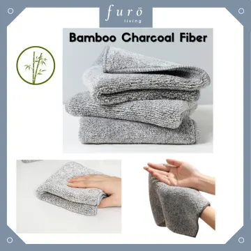 1/3pcs Bamboo Charcoal Kitchen Towel Soft Fluff Tags Non-stick Oil Kitchen  Cleaning Towels Dishwashing