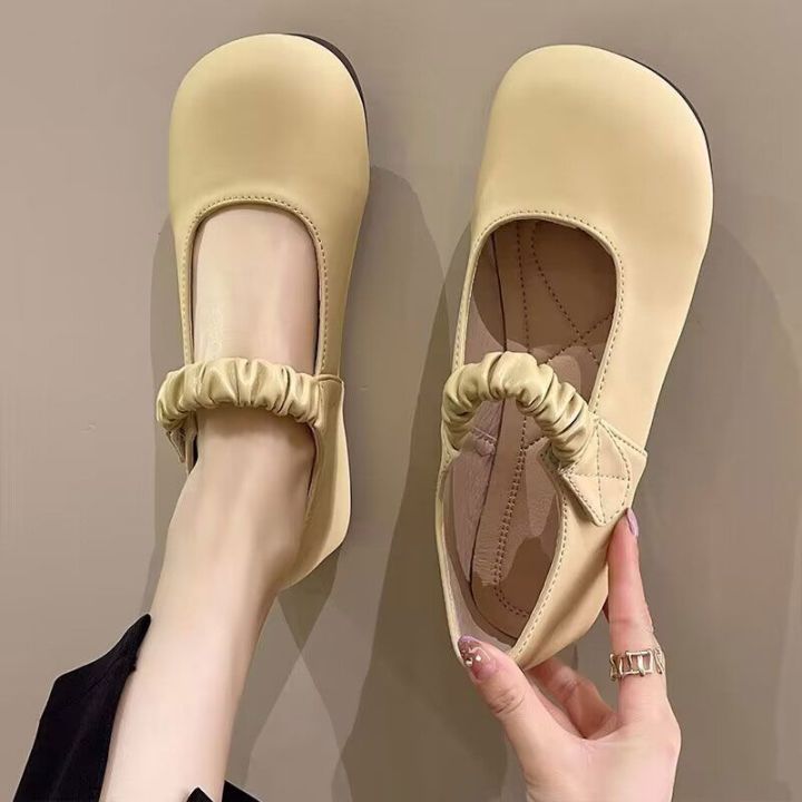 starlight-angela-free-shipping-ส่งฟรี-mary-jane-รองเท้ารองเท้าแตะลำลองผู้หญิงทำจากหนังหัวสี่เหลี่ยม2023แฟชั่นแบบใหม่ในฤดูใบไม้ร่วง