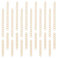 1Box 100Pcs 2 Size Chain Extender 304 Stainless Steel Twist Chain 25-53mm Long Golden Tail Chain Removable Extension Chain for Chain Earring Necklace Bracelet Key Chain Making