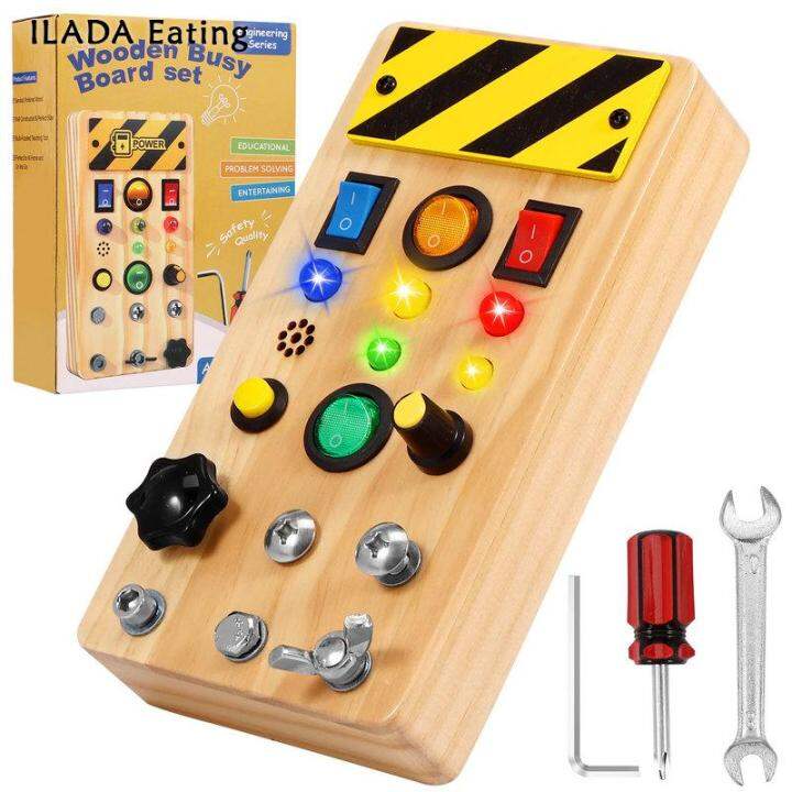 Light Up Switch Board Wooden Sensory Busy Board Montessori Busy Board