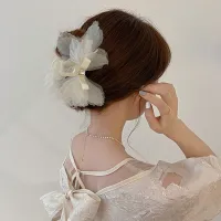 2022 New Rhinestone Lace Bow Hair Grab Korean Large Shark Clip Hair Clip You Female Elegant Fashion Hair Accessories