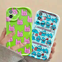 เคส RouJiang สำหรับ iPhone 15 14 13 12 11 Pro Max X XR Xs Max 8 7 6S Plus SE 2020 INS น่ารักการ์ตูนหมูน้อยและเคสโทรศัพท์ปลา