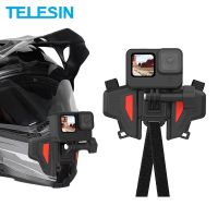 TELESIN อัพเกรดหมวกกันน็อครถจักรยานยนต์คาง Mount สำหรับ DJI Action 2 GoPro Hero 10 9 8 7 6 5 Insta 360 One R One X DJI Osmo Action Pocket โทรศัพท์มือถือและกล้องแอ็คชั่นอื่น ๆ พร้อม Go Pro Mount Adapter Screw อุปกรณ์เสริมในชุด