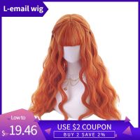 L-email Wig Long Orange Lolita Wigs Woman Hair Wavy Cosplay Wig Halloween Harajuku Wigs Heat Resistant Synthetic Hair Gift ของขวัญ