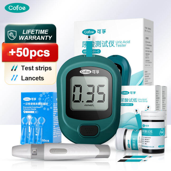 cofoe-uric-acid-test-monitor-ชุดเต็ม50ชิ้นแถบ-uric-50ชิ้น-lancets-gout-uric-acid-meter-ua-ชุดทดสอบ