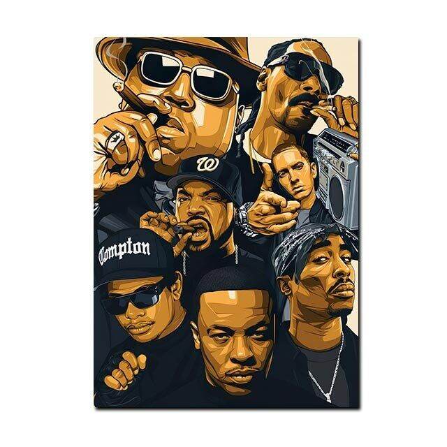 นักร้องที่มีชื่อเสียงโปสเตอร์ภาพวาดผ้าใบ-biggie-smalls-wall-art-hip-hop-rapper-ภาพวาดสำหรับตกแต่งบ้าน