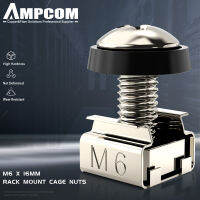 AMPCOM 30 PCS ชุดปลอกสกรูและเกลียว M6 x 16 มม. สำหรับตู้เซิร์ฟเวอร์แบบติดตั้งราง, ชั้นวางเซิร์ฟเวอร์แบบติดตั้งราง, เราเตอร์