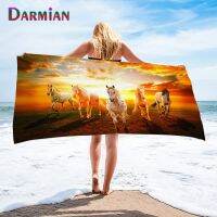 【Bathroom sale】 DARMIANHome Textile3DCrazy พิมพ์ลายม้าขนาดใหญ่ ThickBeachfor ผู้ใหญ่ Bath/Shower Towel