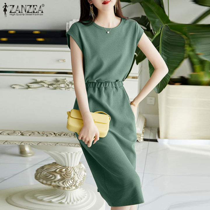 สินค้ามาใหม่-จัดส่งฟรี-fancystyle-zanzea-ชุดถักสไตล์เกาหลีของผู้หญิงทางการเอวยางยืด-sundress-ธรรมดา-11