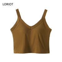 LORIOT บราสายเดี่ยวสำหรับผู้หญิงสายเดี่ยวลายดอกไม้เสื้อกล้าม Sando เสื้อกล้ามคอวีเซ็กซี่ลำลอง SA1412เกาหลี