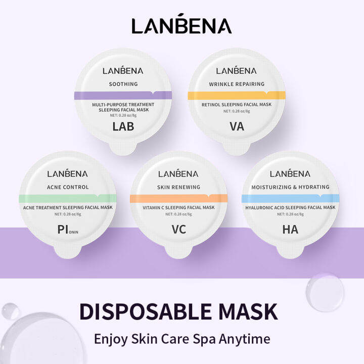 Lanbena Sleeping Mask Hyaluronic Acid Moisturizing Acne Treatment Vitamin C Whitening Anti Aging