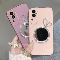 เคสโทรศัพท์มือถือ2023ใหม่สำหรับ OPPO Reno 10 Pro Pro + Plus 8T A78 A98 NFC 4G 5G เคสมือถือชุบแฟชั่นสไตล์เด็กผู้หญิงพร้อมหูกระต่ายฝาปิดด้านหลังเลนส์ป้องกันกระจกแต่งหน้าเคสนิ่ม