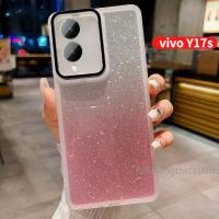 เคสสำหรับ Vivo Y17s 4G 2023ป้องกันเลนส์กล้องแผ่นหลังเคสมือถือกันกระแทกแฟชั่นแวววาวระยิบระยับสีเงินดาวระยิบระยับ